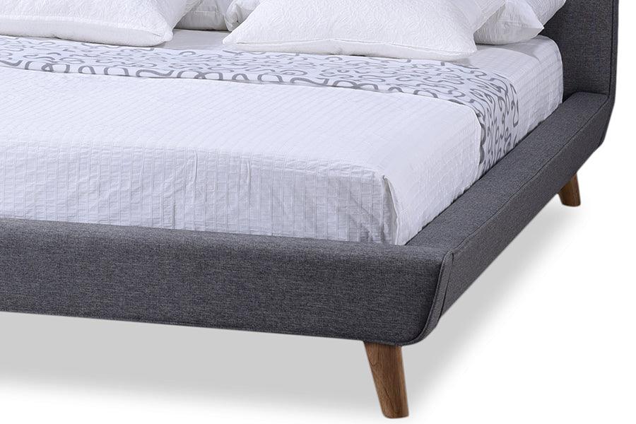 Jonesy Scandinavian Style Mid-century Fabric Upholstered Platform Bed