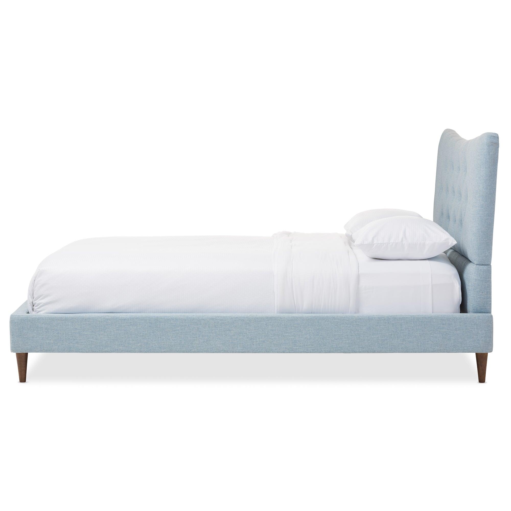 Hannah Mid-Century Modern Sky Fabric Platform Bed