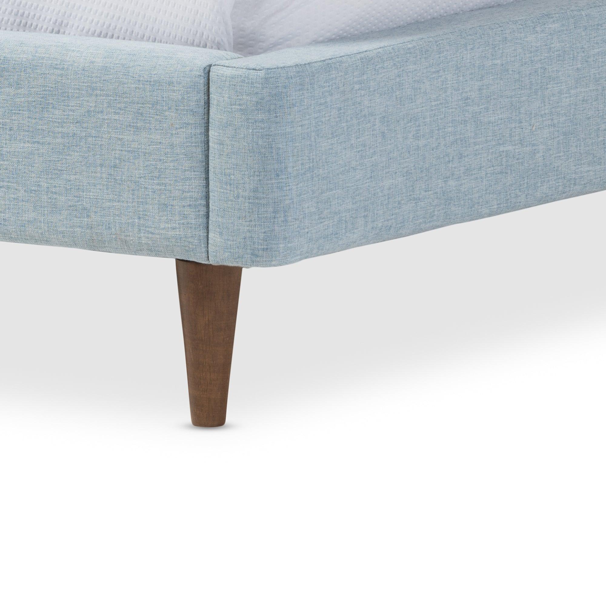 Hannah Mid-Century Modern Sky Fabric Platform Bed