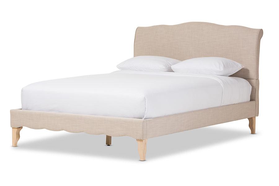 Fannie French Classic Modern Style Linen Fabric Platform Bed