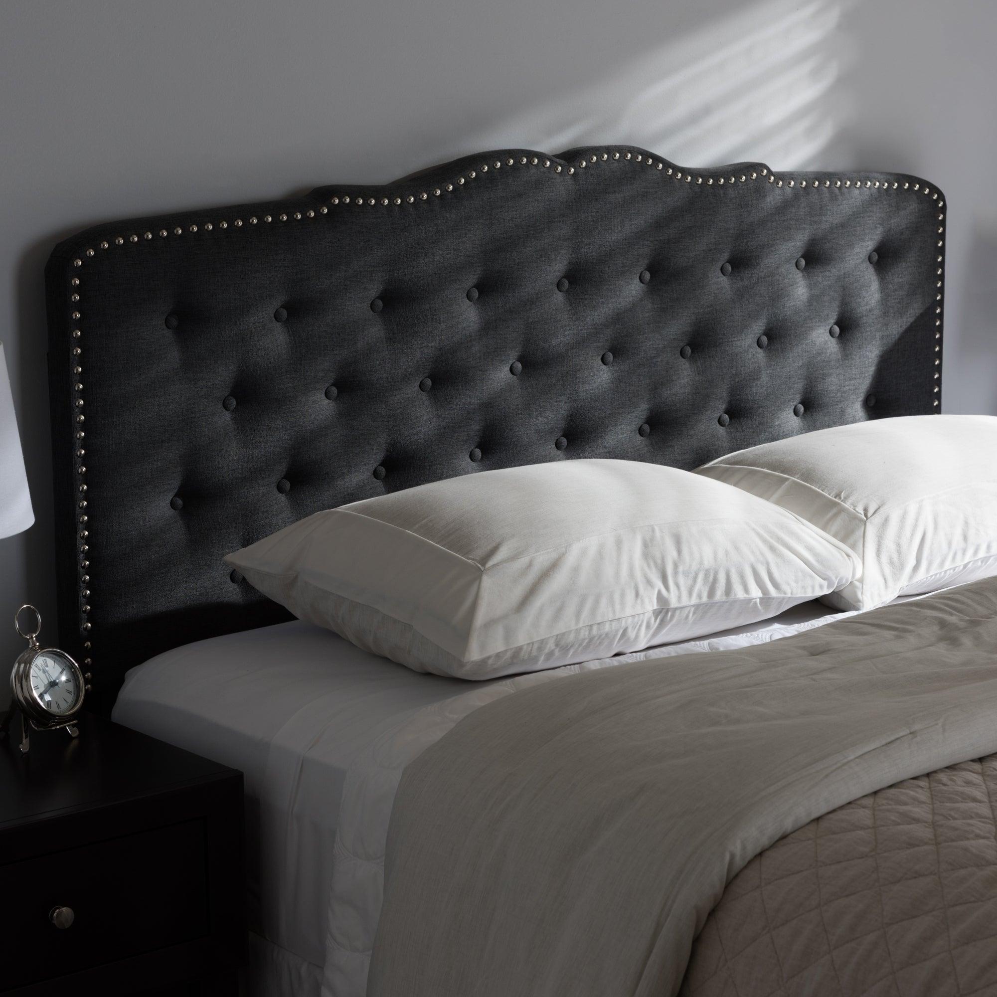 Lucy Modern and Contemporary Dark Fabric Headboard