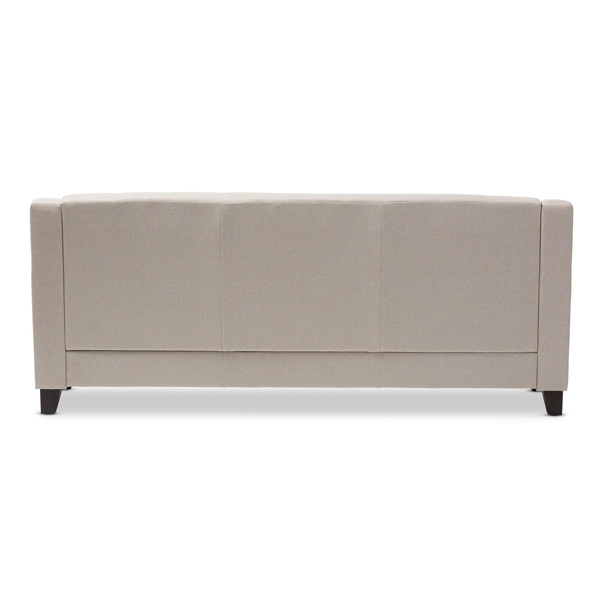 Arcadia Modern and Contemporary Light Fabric Upholstered Button-Tufted Living Room 3-Seater Sofa