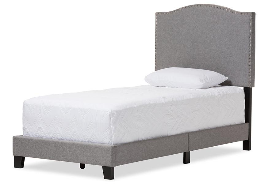 Benjamin Modern and Contemporary Fabric Upholstered Arched Bed with Nail Heads