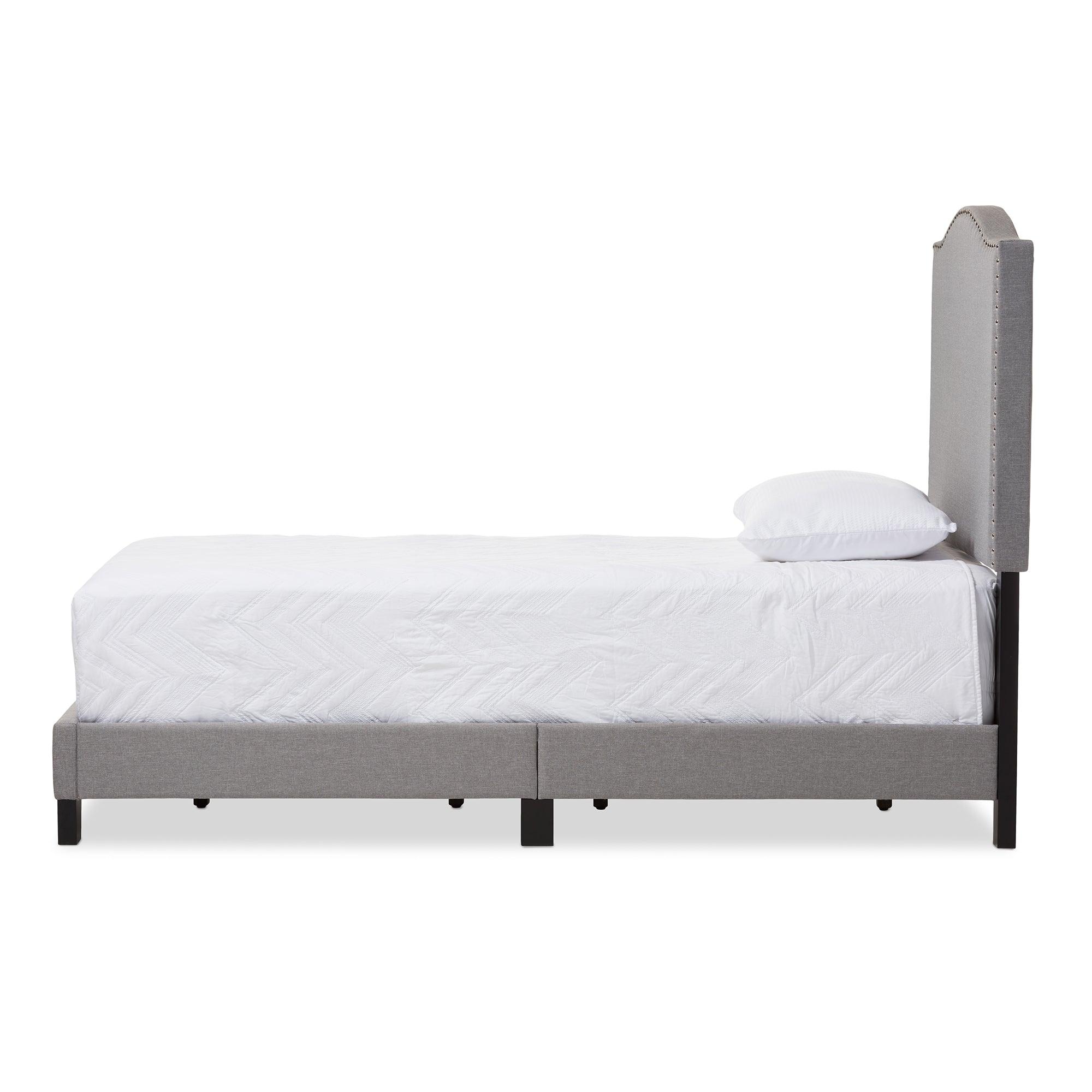 Benjamin Modern and Contemporary Fabric Upholstered Arched Bed with Nail Heads