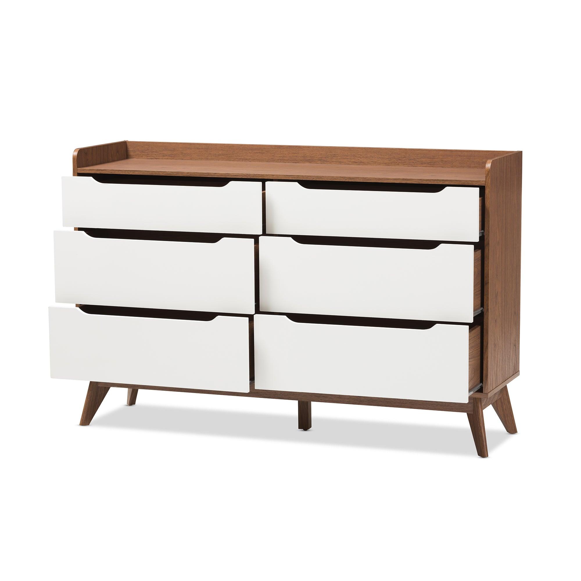 Brighton Mid-Century Modern and Wood 6-Drawer Storage Dresser