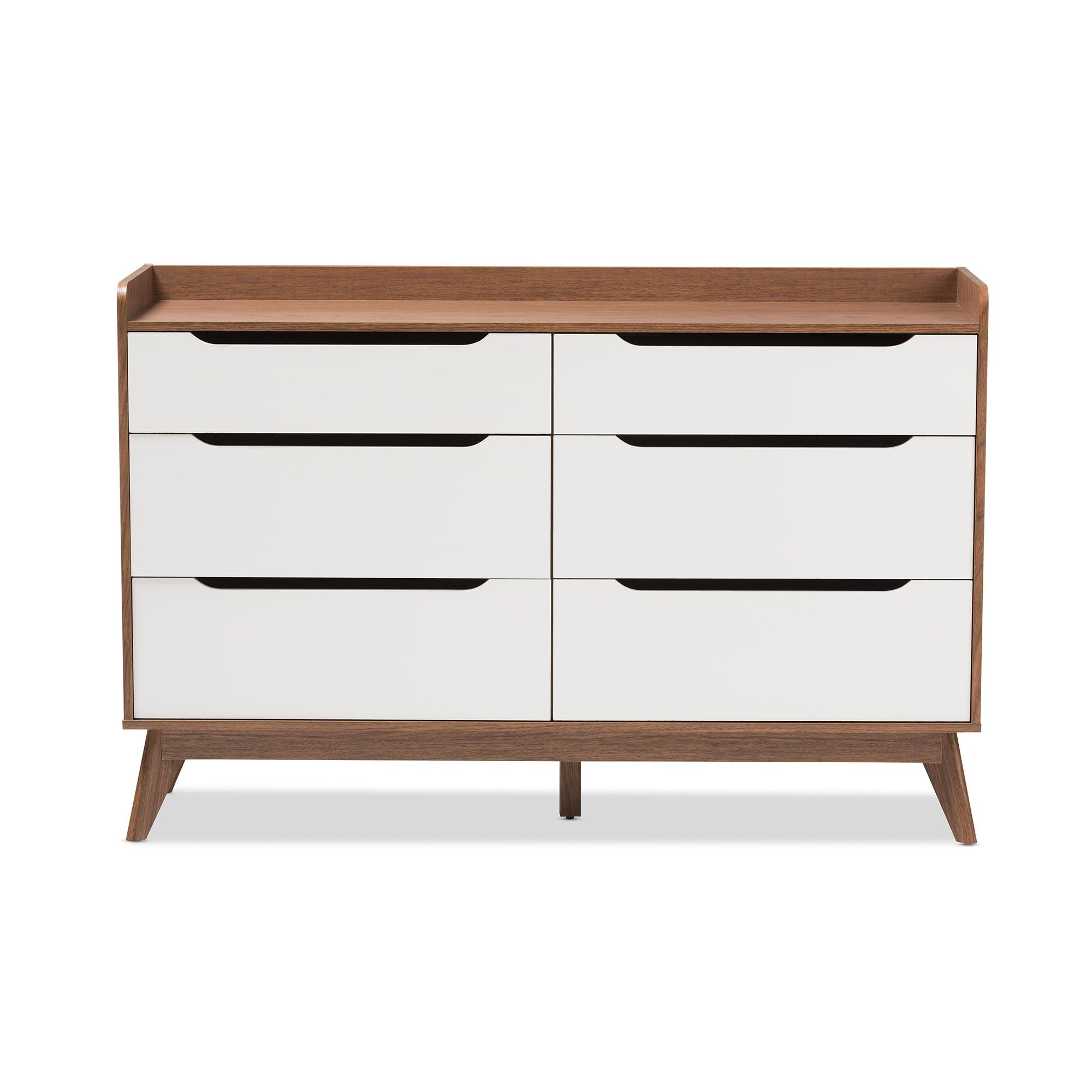 Brighton Mid-Century Modern and Wood 6-Drawer Storage Dresser