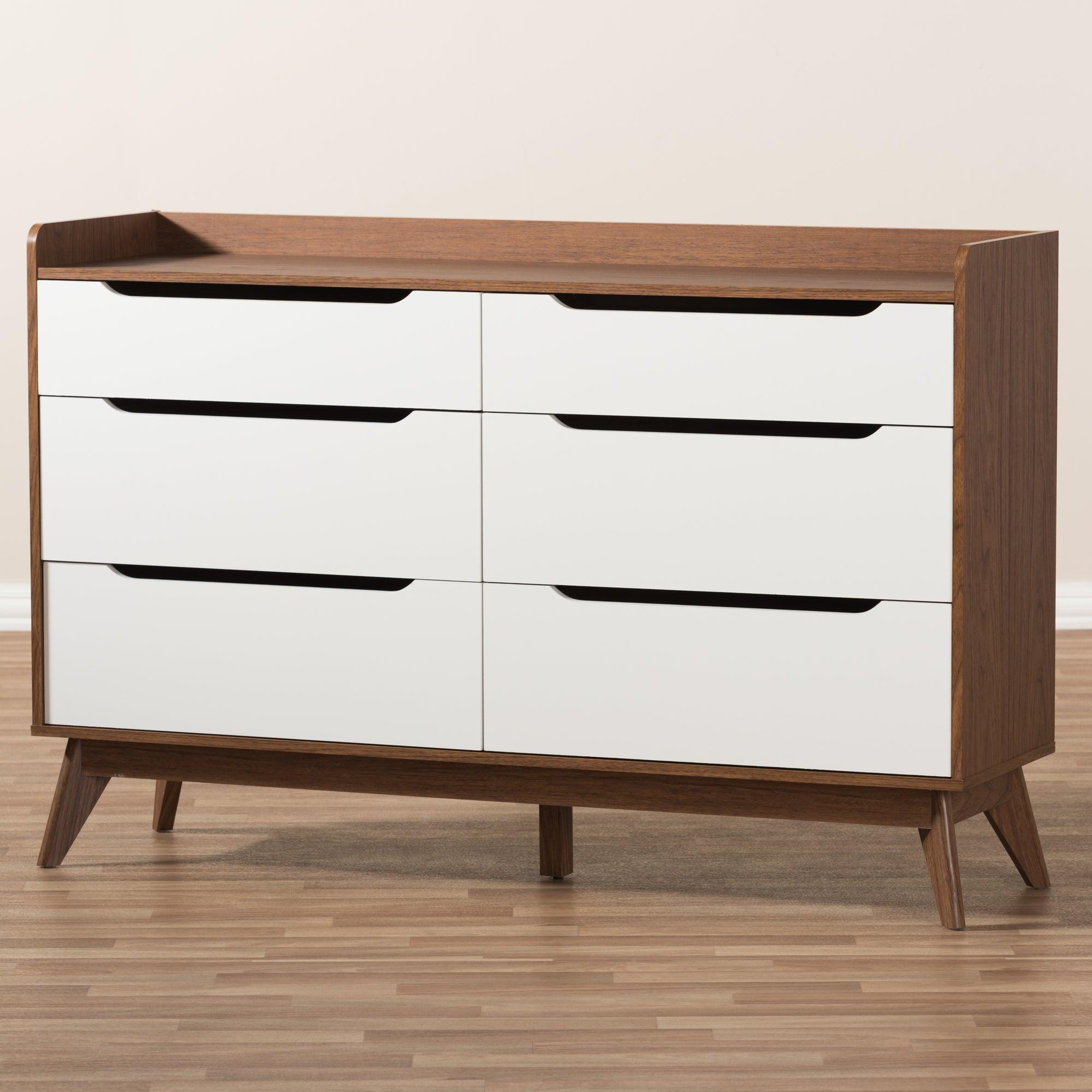 Brighton Mid-Century Modern and Wood 6-Drawer Storage Dresser