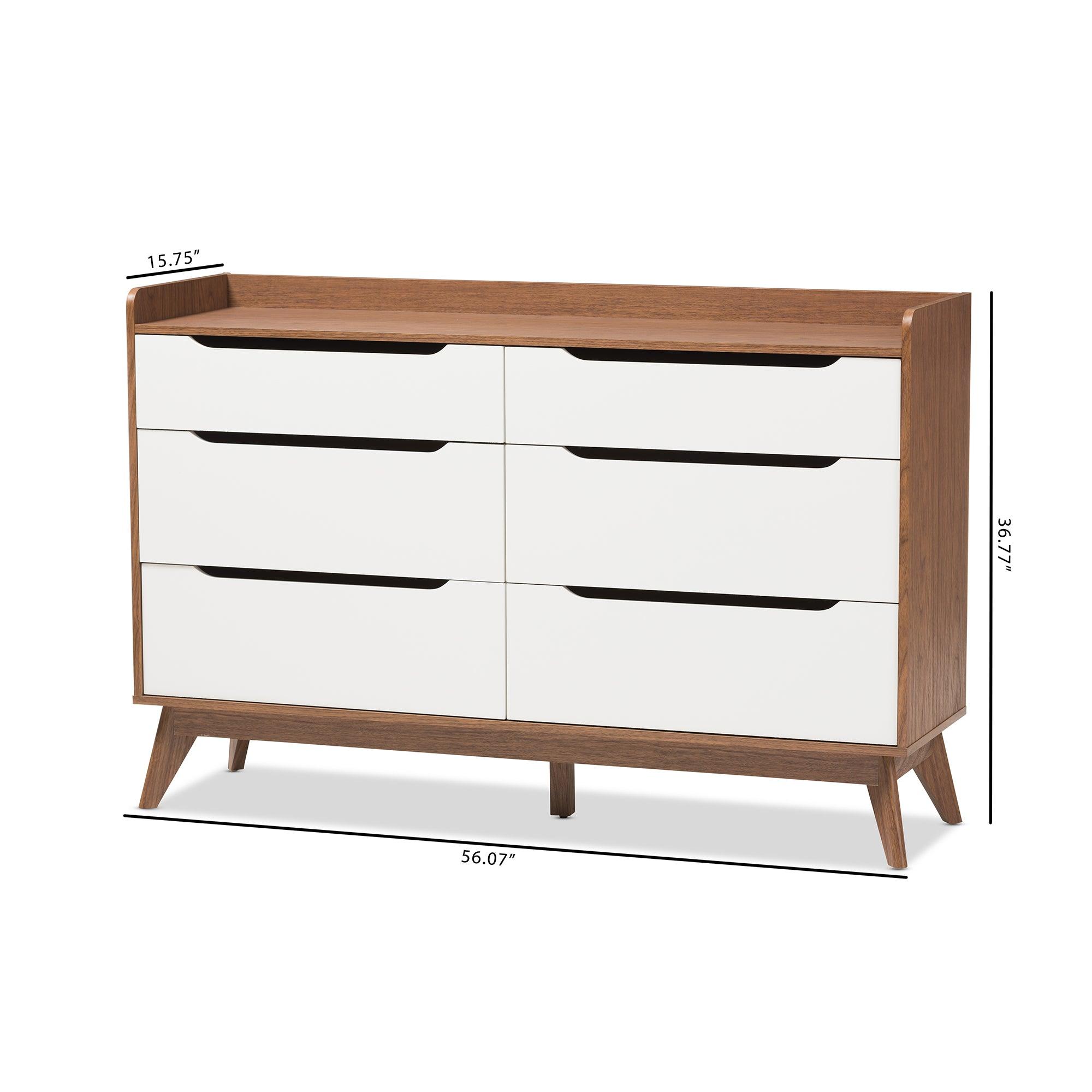 Brighton Mid-Century Modern and Wood 6-Drawer Storage Dresser