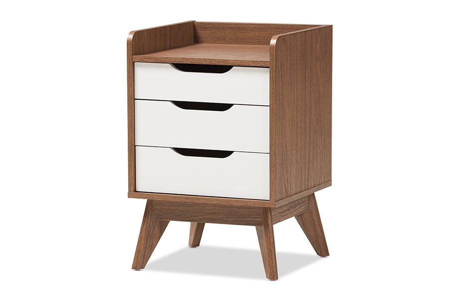 Brighton Mid-Century Modern and Wood 3-Drawer Storage Nightstand