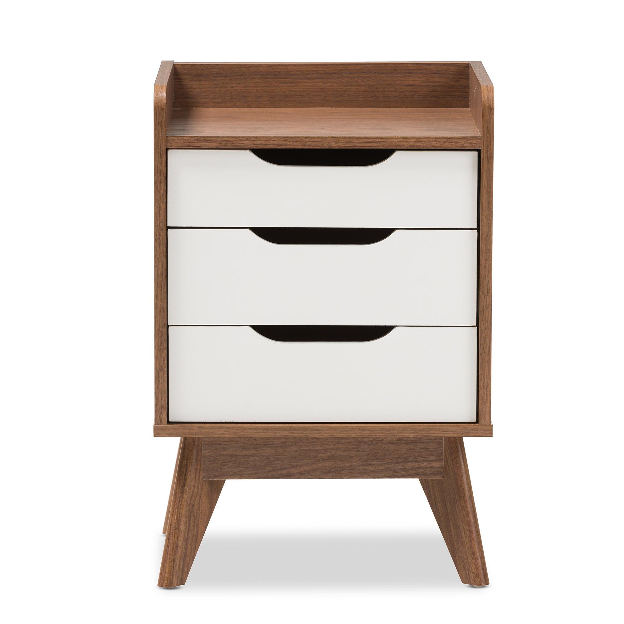 Brighton Mid-Century Modern and Wood 3-Drawer Storage Nightstand