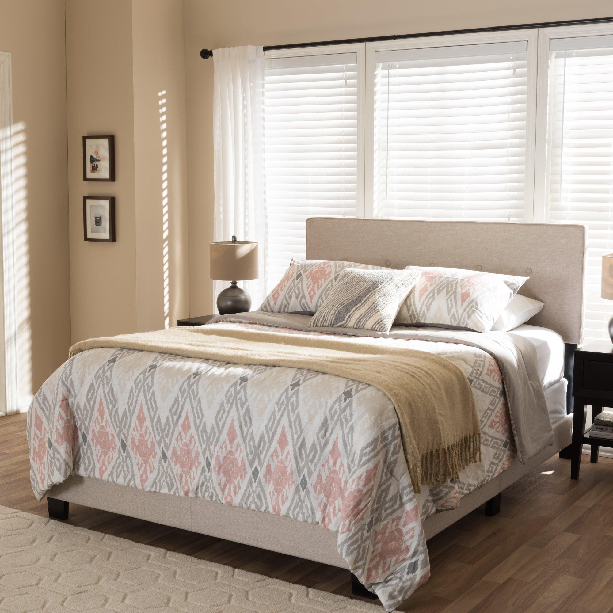 Hampton Modern and Contemporary Light Fabric Upholstered Bed