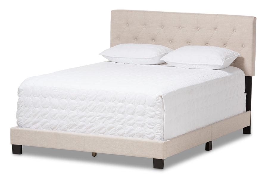 Cassandra Modern and Contemporary Light Fabric Upholstered Bed