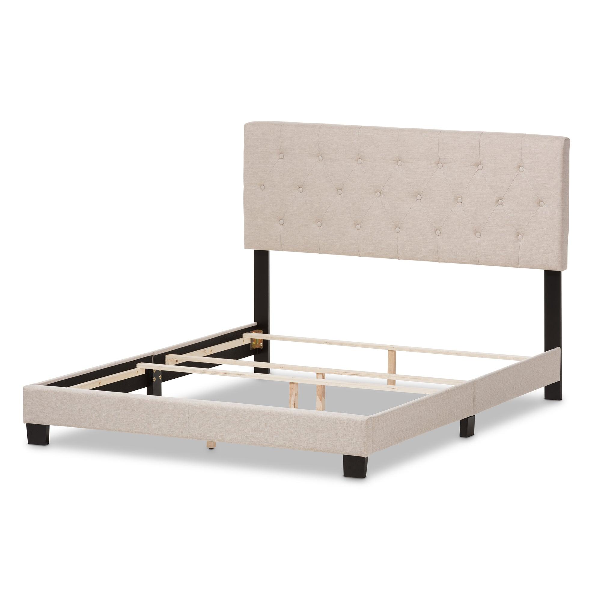 Cassandra Modern and Contemporary Light Fabric Upholstered Bed