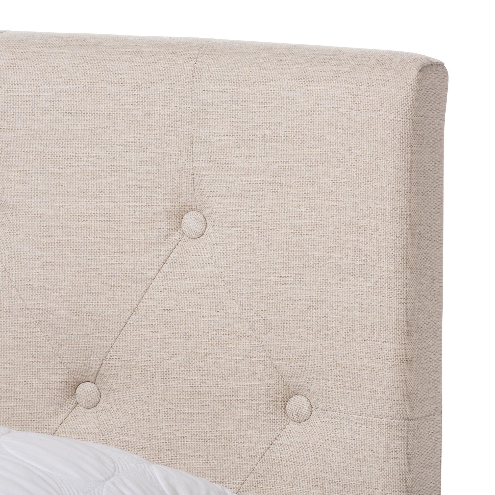 Cassandra Modern and Contemporary Light Fabric Upholstered Bed