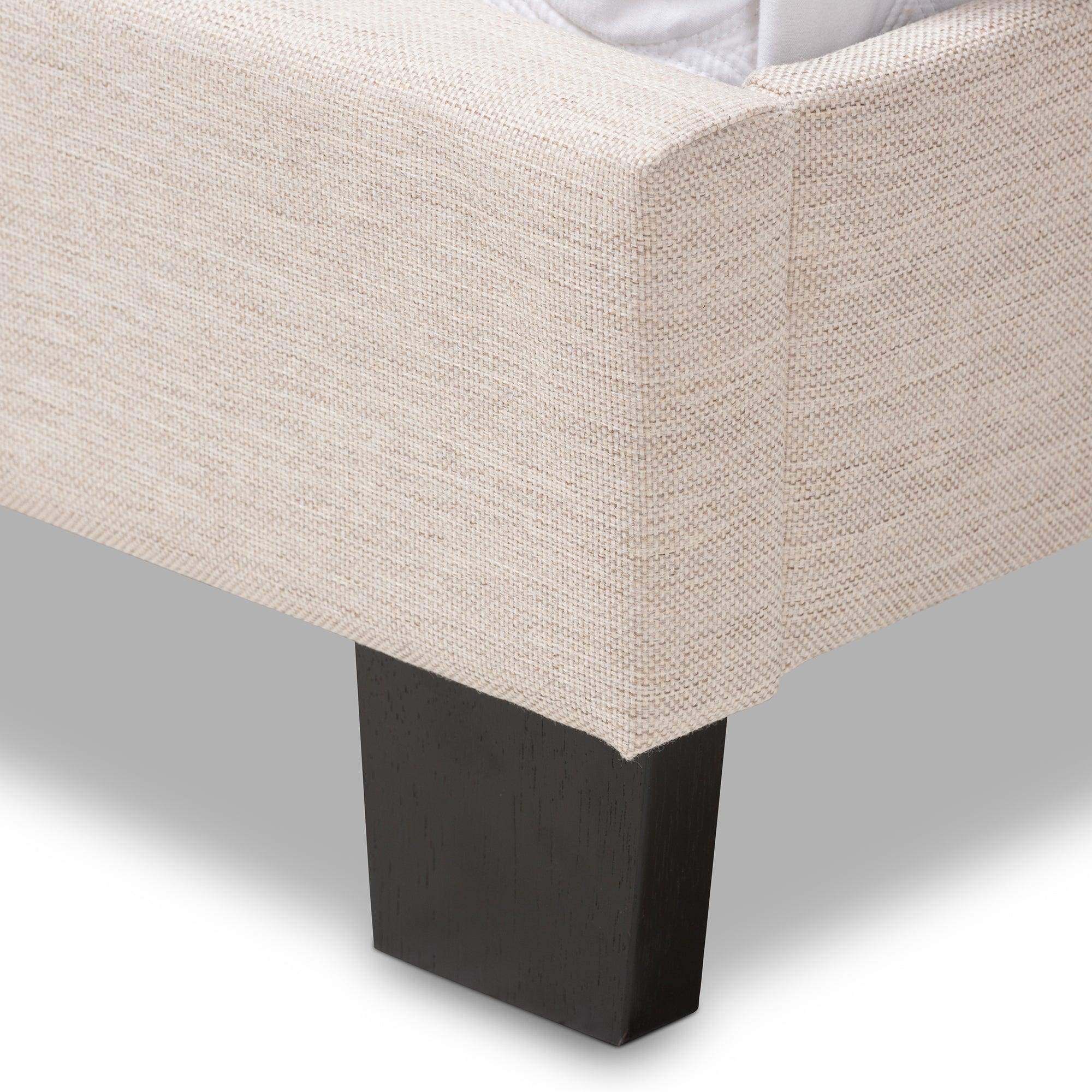 Cassandra Modern and Contemporary Light Fabric Upholstered Bed