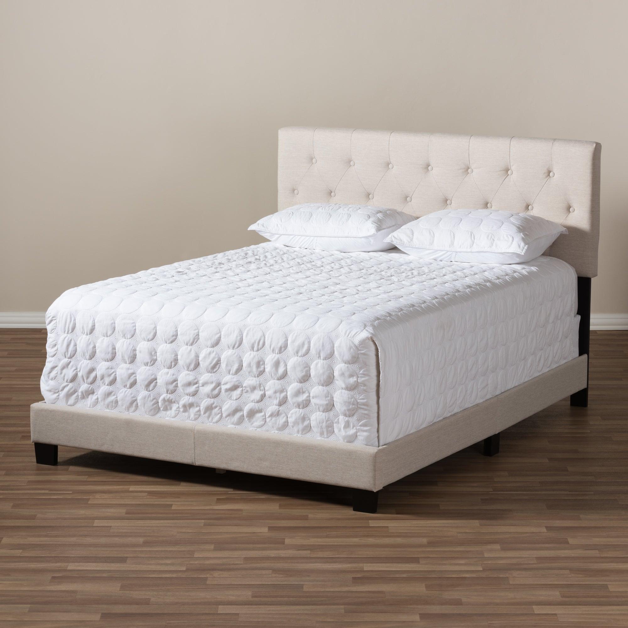 Cassandra Modern and Contemporary Light Fabric Upholstered Bed