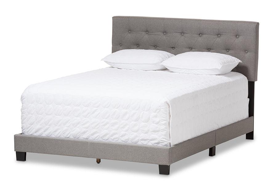 Cassandra Modern and Contemporary Light Fabric Upholstered Bed