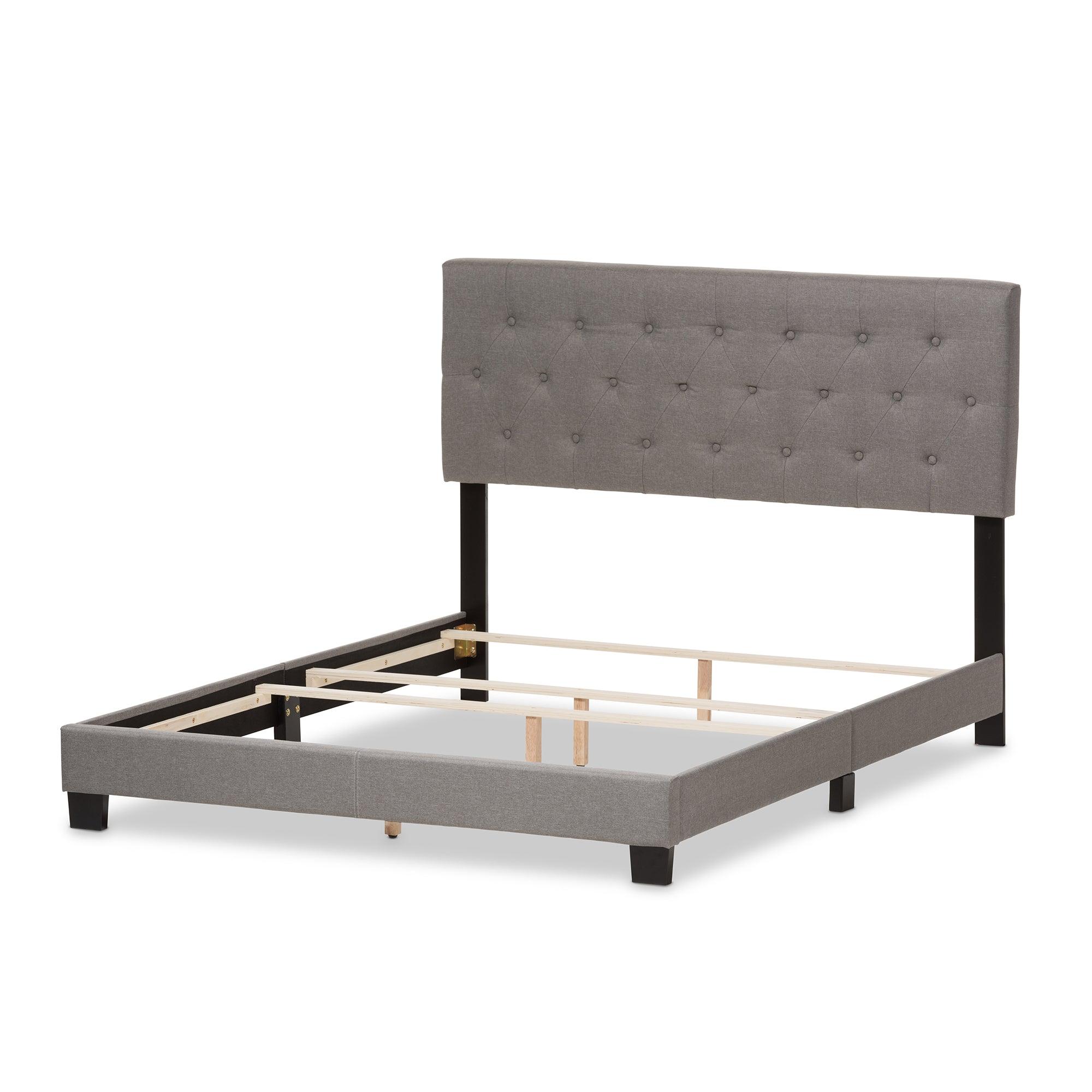 Cassandra Modern and Contemporary Light Fabric Upholstered Bed