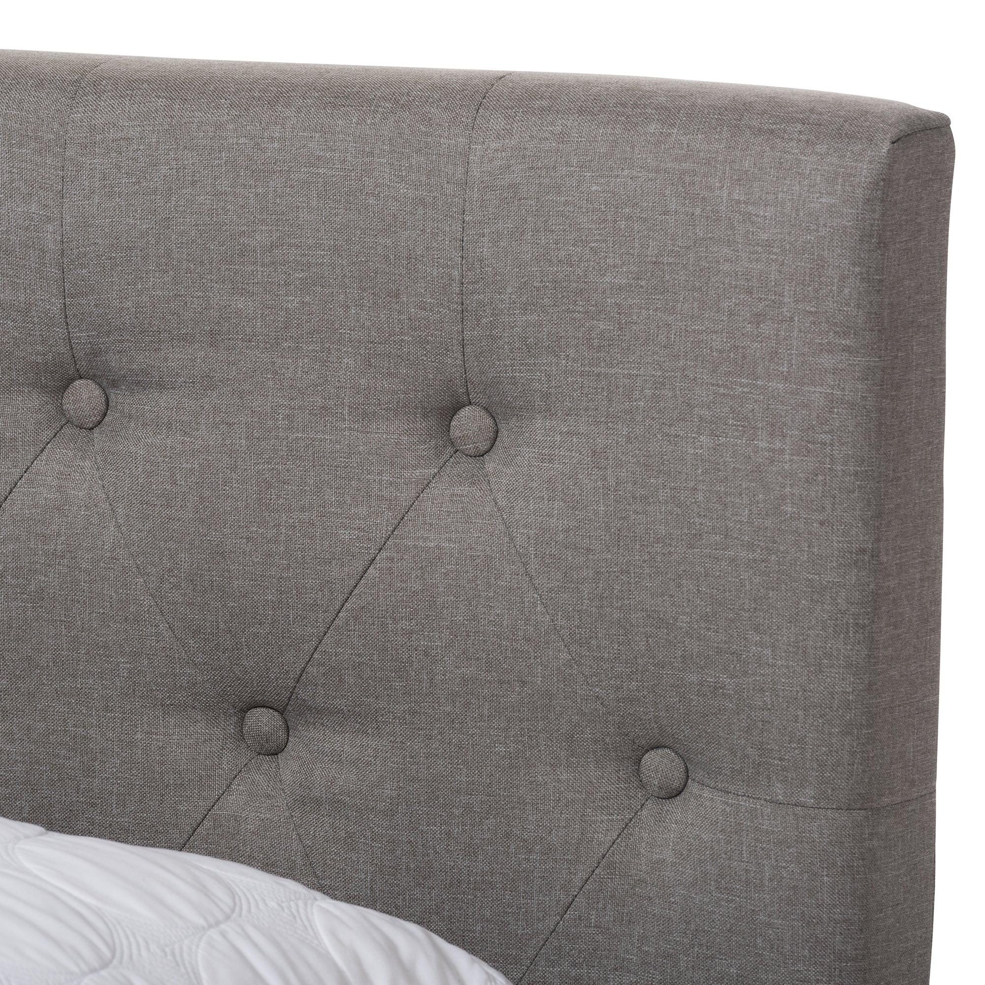 Cassandra Modern and Contemporary Light Fabric Upholstered Bed