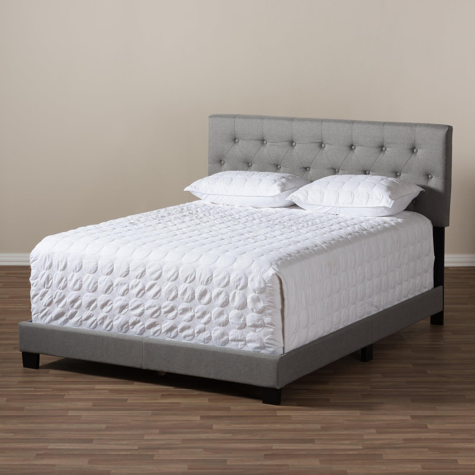 Cassandra Modern and Contemporary Light Fabric Upholstered Bed