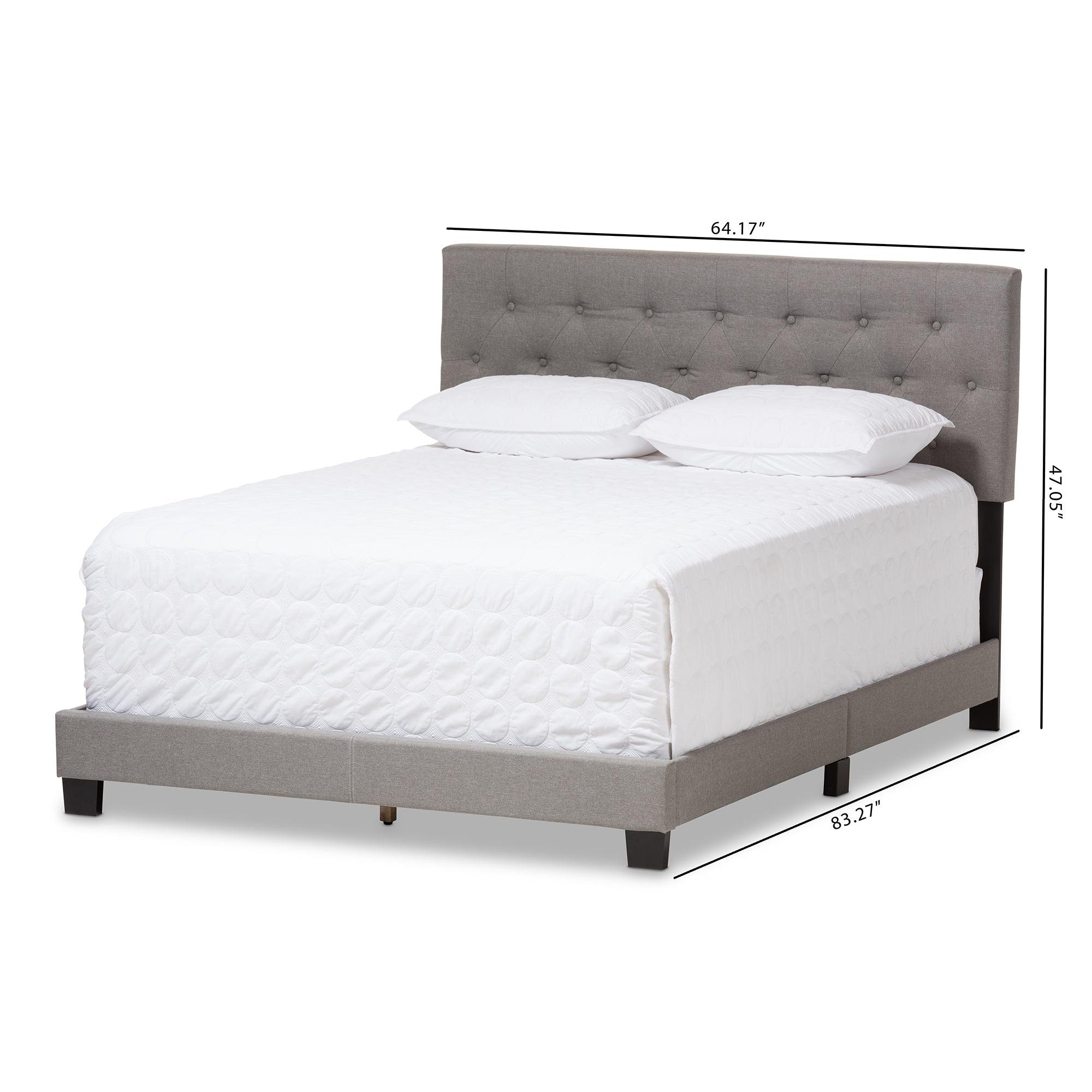 Cassandra Modern and Contemporary Light Fabric Upholstered Bed