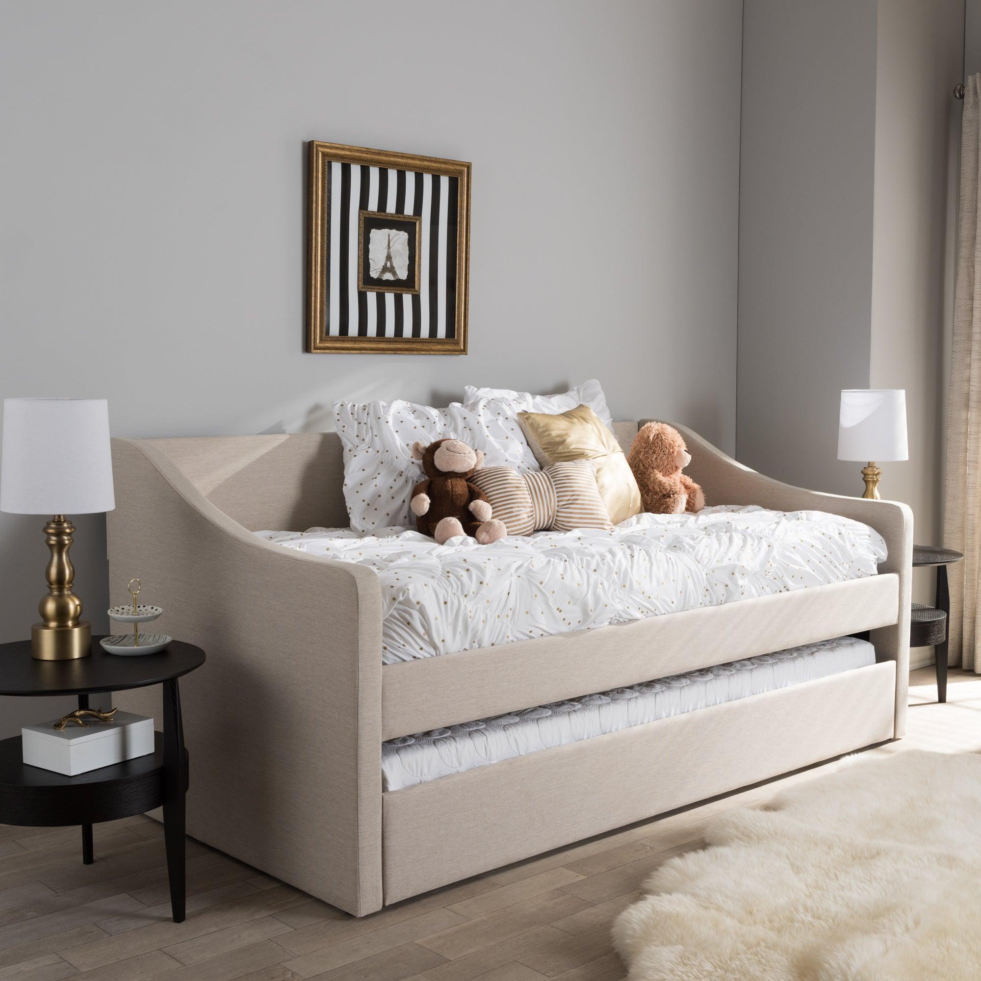 Barnstorm Modern and Contemporary Fabric Upholstered Daybed with Guest Trundle Bed