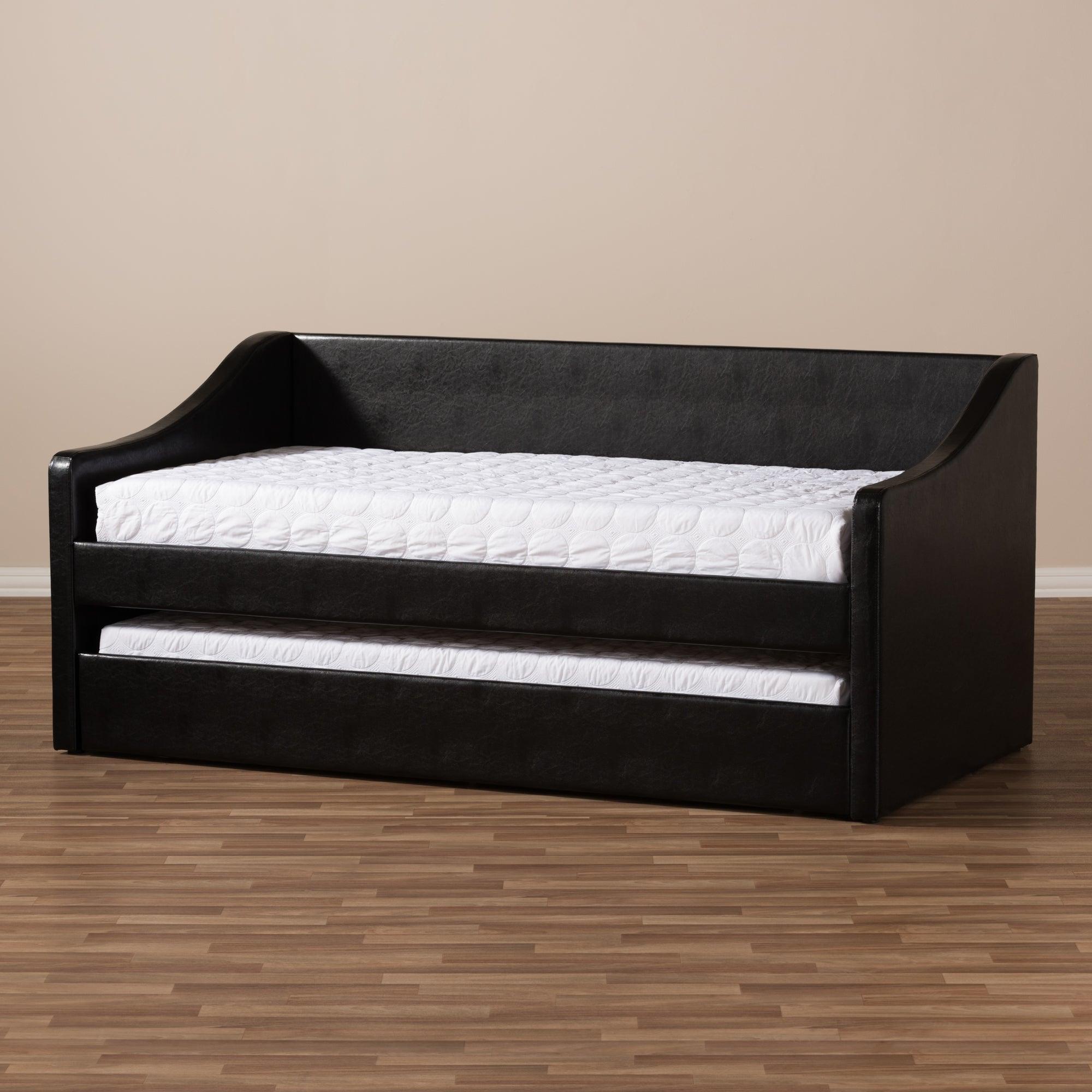 Barnstorm Modern and Contemporary Faux Leather Upholstered Daybed with Guest Trundle Bed