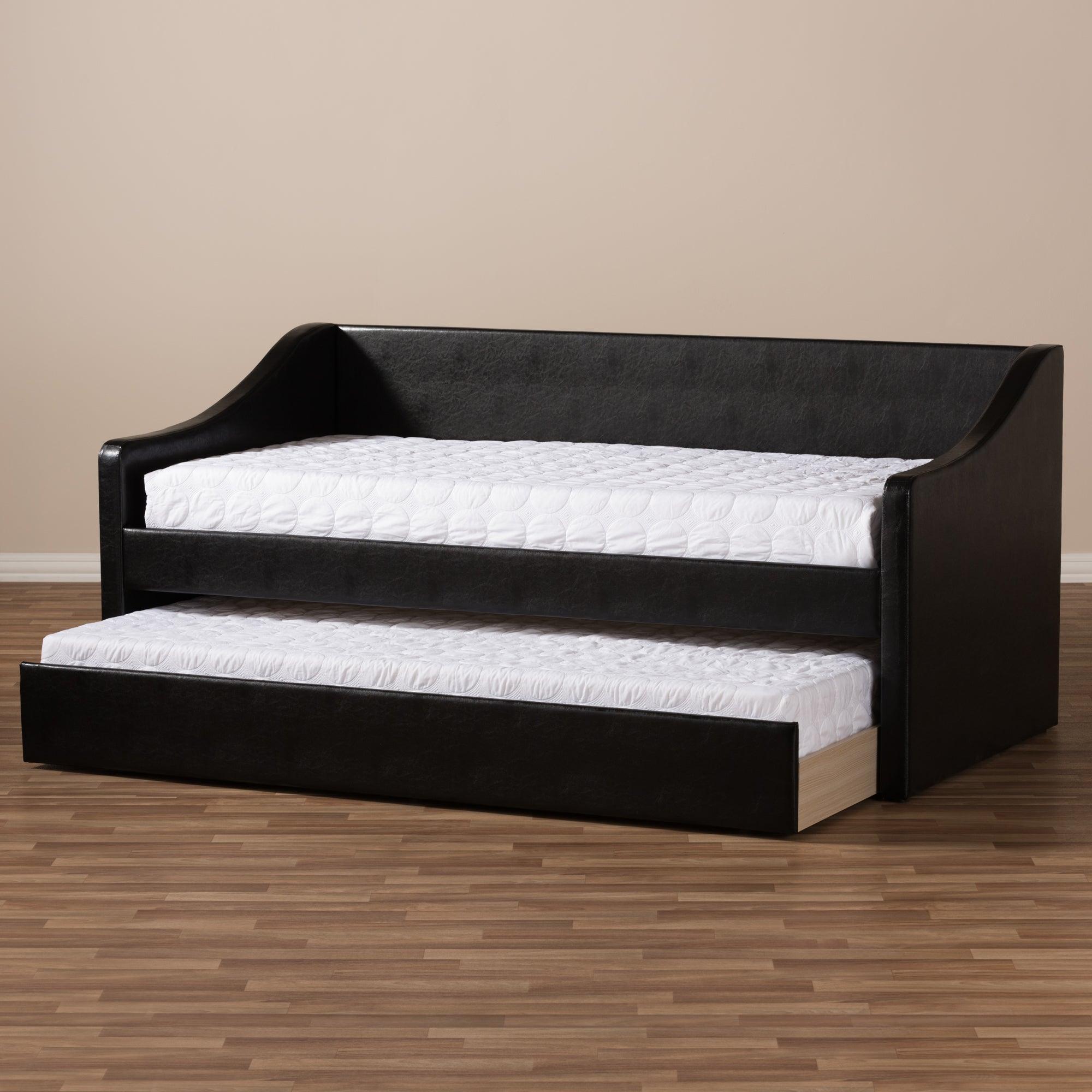 Barnstorm Modern and Contemporary Faux Leather Upholstered Daybed with Guest Trundle Bed