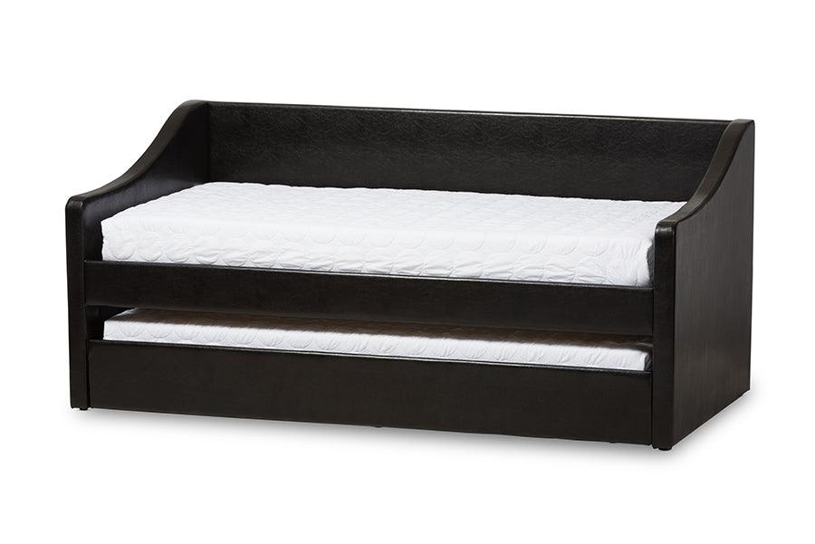 Barnstorm Modern and Contemporary Faux Leather Upholstered Daybed with Guest Trundle Bed