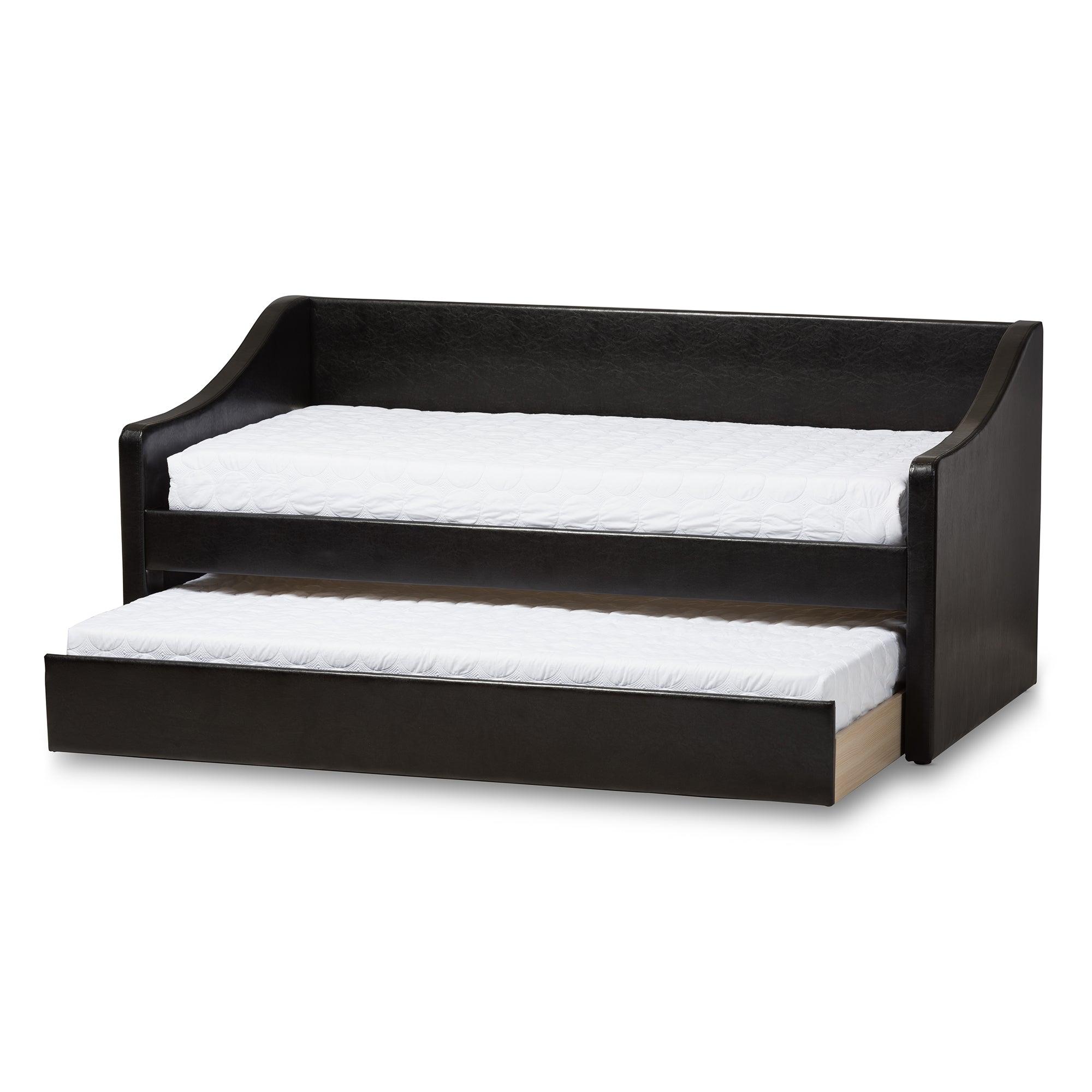 Barnstorm Modern and Contemporary Faux Leather Upholstered Daybed with Guest Trundle Bed