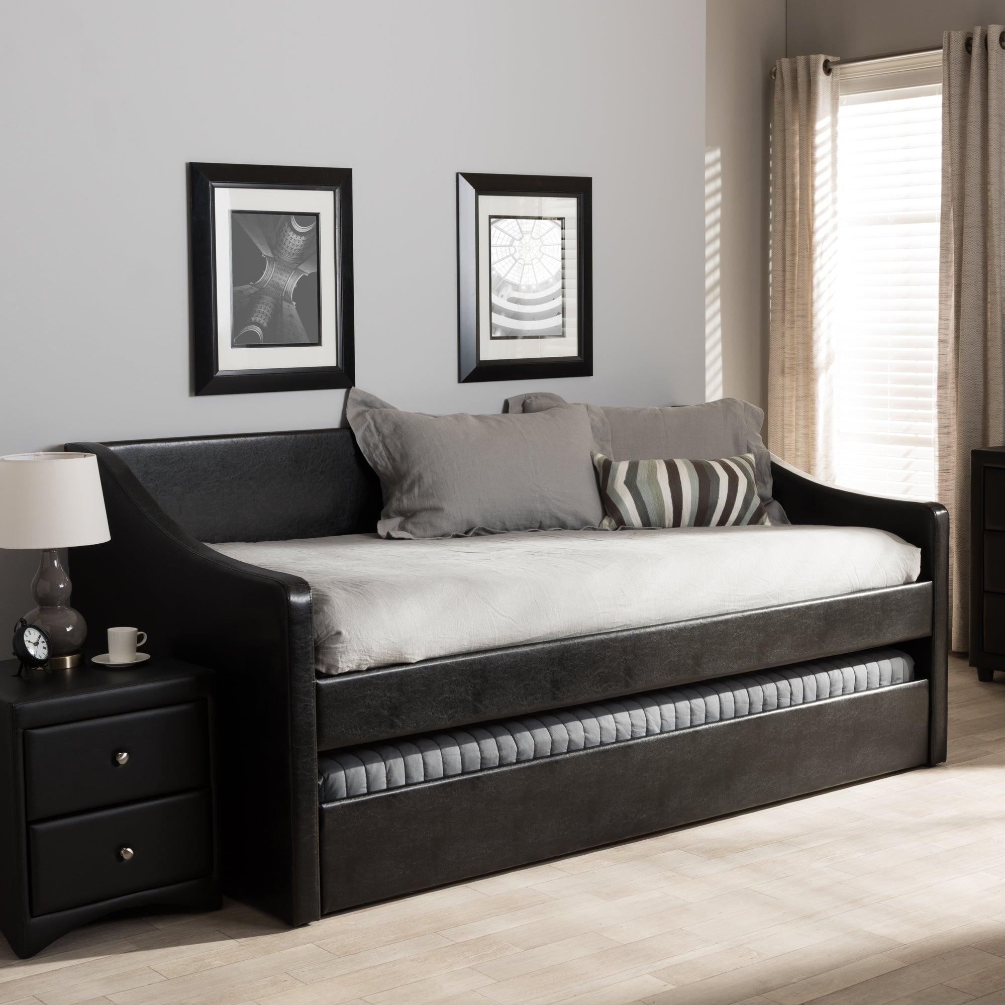 Barnstorm Modern and Contemporary Faux Leather Upholstered Daybed with Guest Trundle Bed