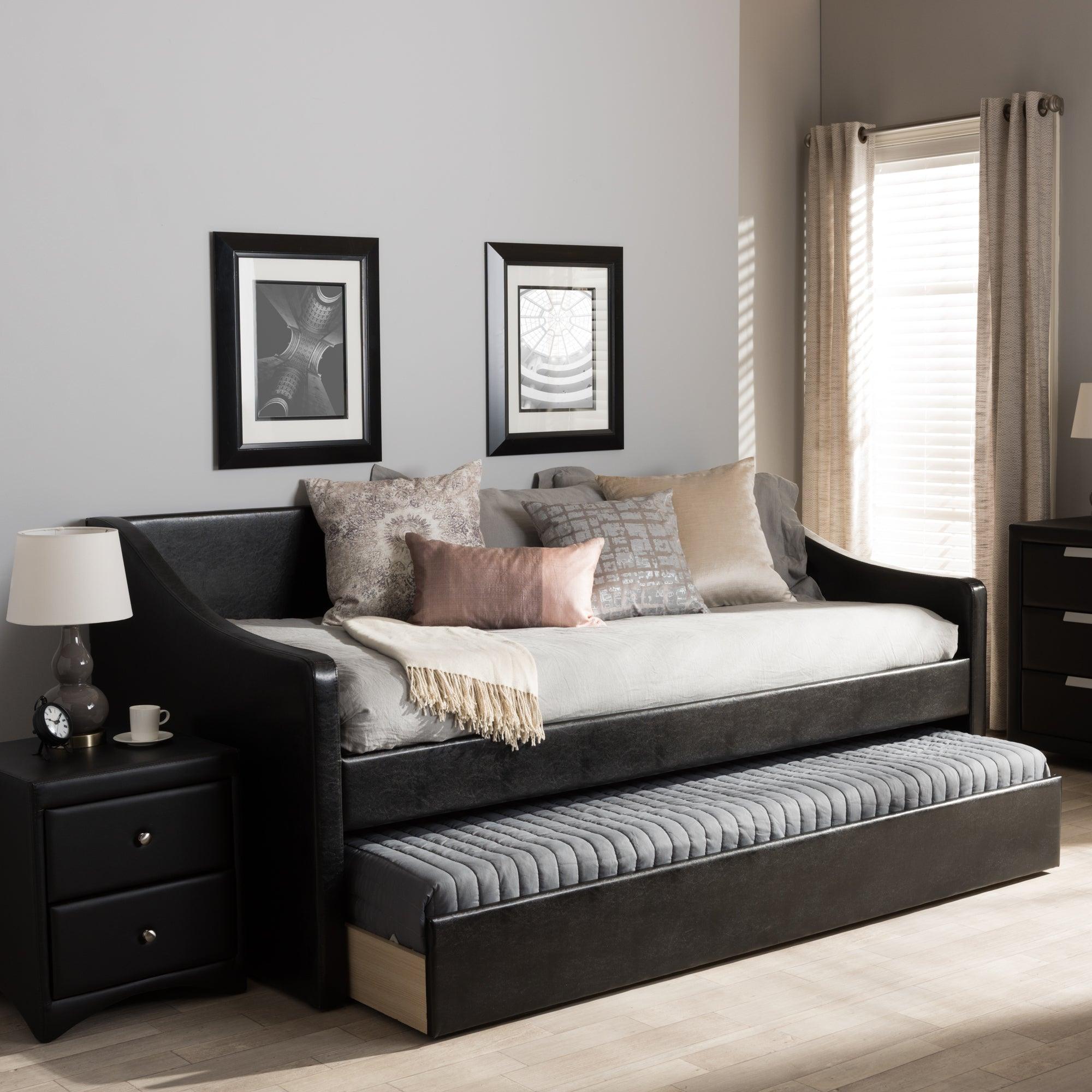 Barnstorm Modern and Contemporary Faux Leather Upholstered Daybed with Guest Trundle Bed