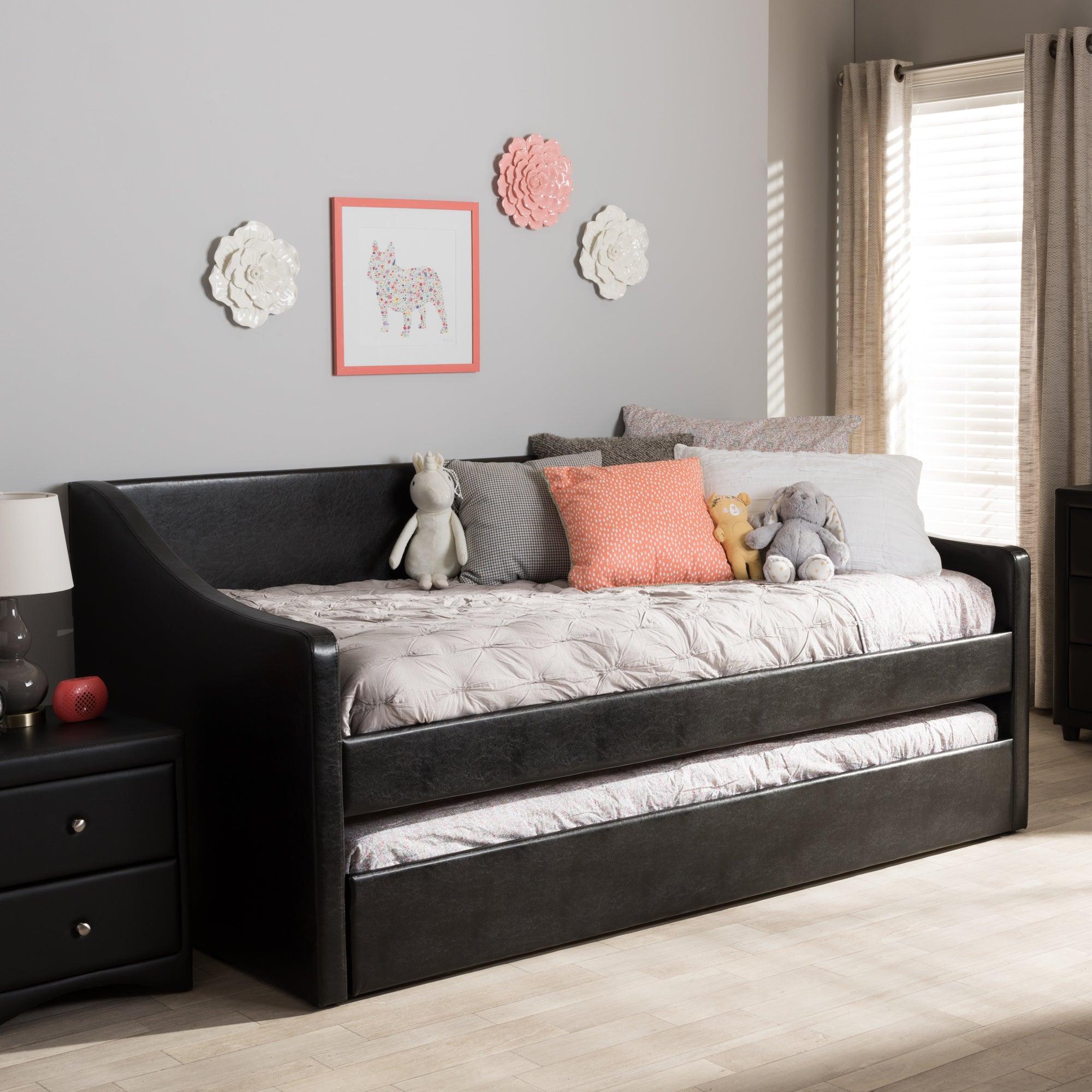 Barnstorm Modern and Contemporary Faux Leather Upholstered Daybed with Guest Trundle Bed