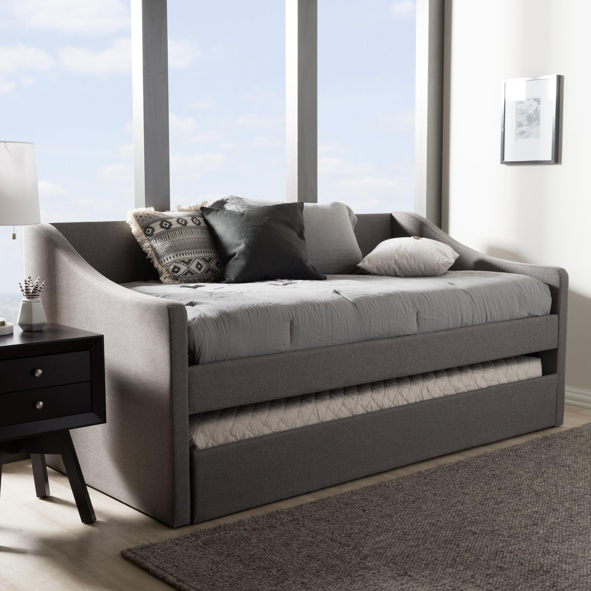 Barnstorm Modern and Contemporary Fabric Upholstered Daybed with Guest Trundle Bed