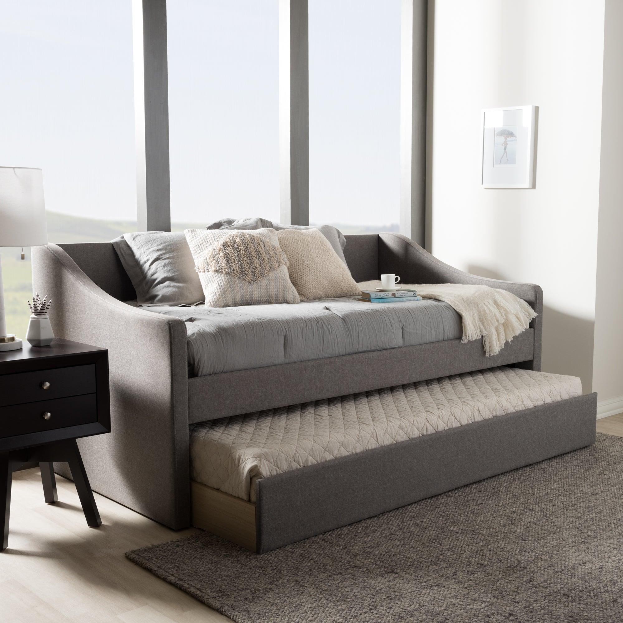 Barnstorm Modern and Contemporary Fabric Upholstered Daybed with Guest Trundle Bed