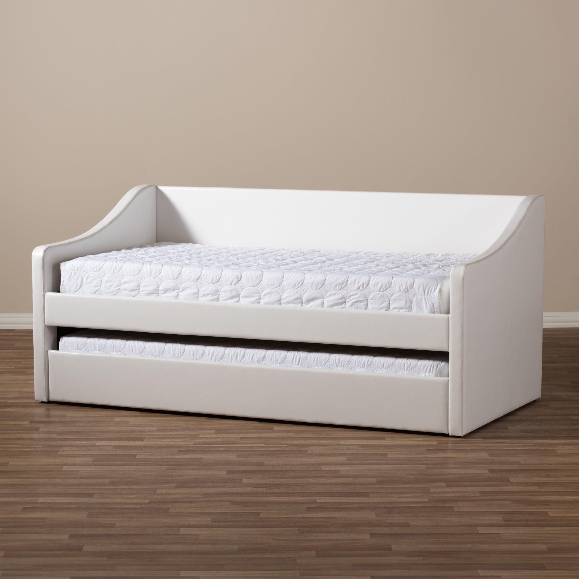 Barnstorm Modern and Contemporary Faux Leather Upholstered Daybed with Guest Trundle Bed