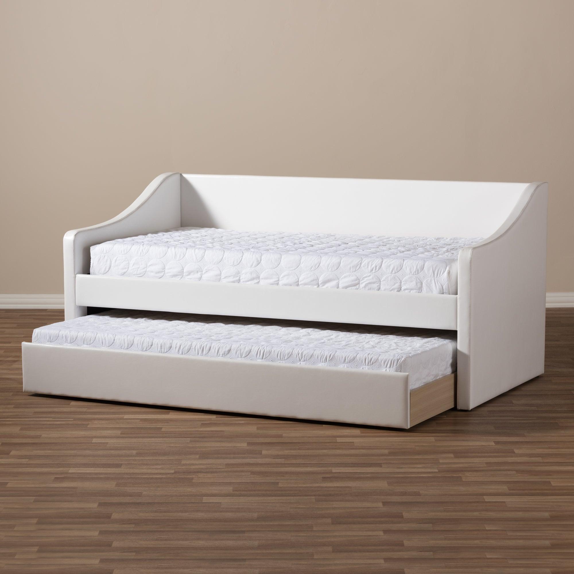 Barnstorm Modern and Contemporary Faux Leather Upholstered Daybed with Guest Trundle Bed