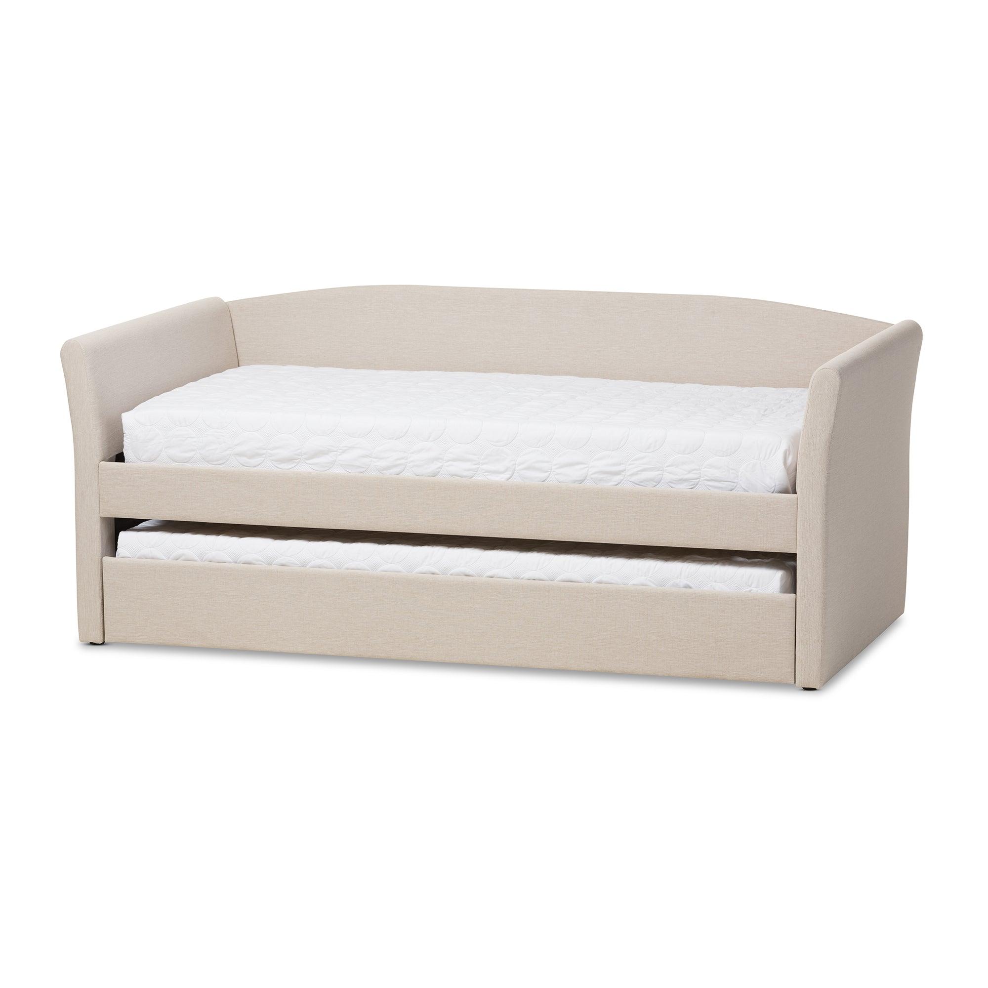 Camino Modern and Contemporary Fabric Upholstered Daybed with Guest Trundle Bed