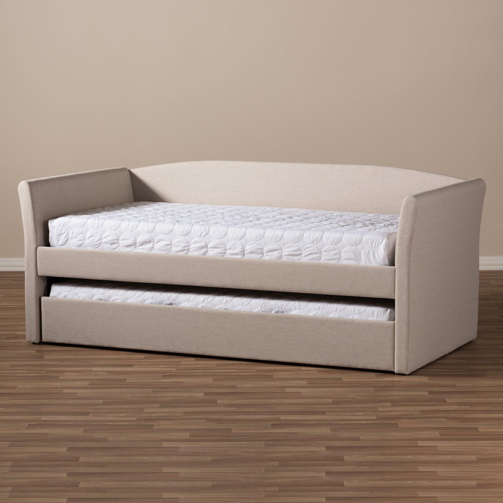 Camino Modern and Contemporary Fabric Upholstered Daybed with Guest Trundle Bed