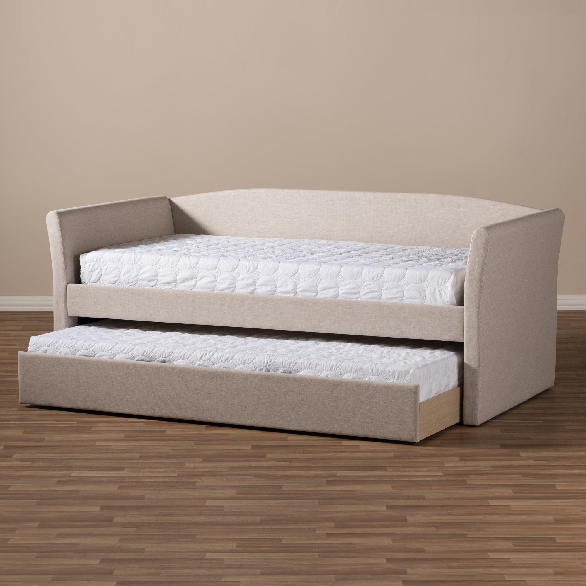 Camino Modern and Contemporary Fabric Upholstered Daybed with Guest Trundle Bed