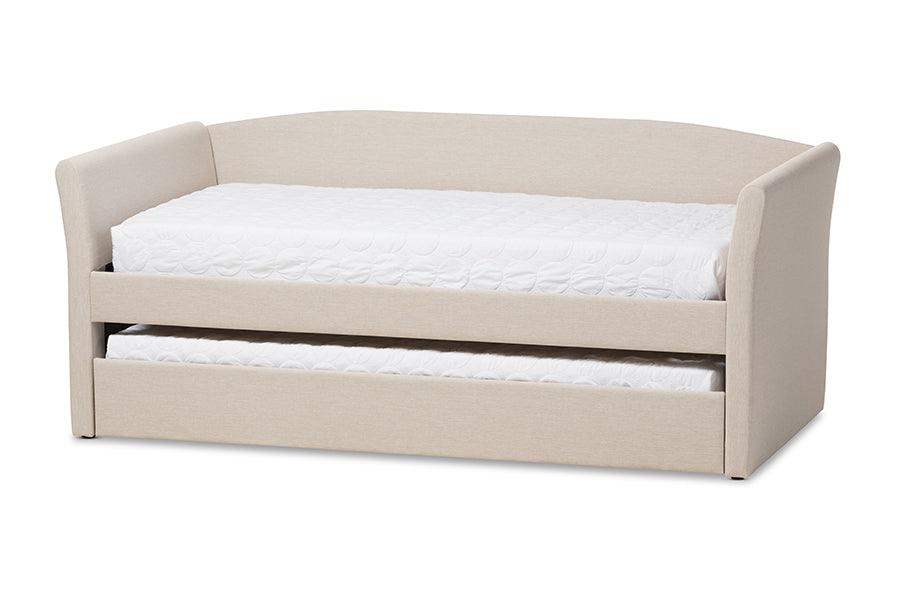 Camino Modern and Contemporary Fabric Upholstered Daybed with Guest Trundle Bed