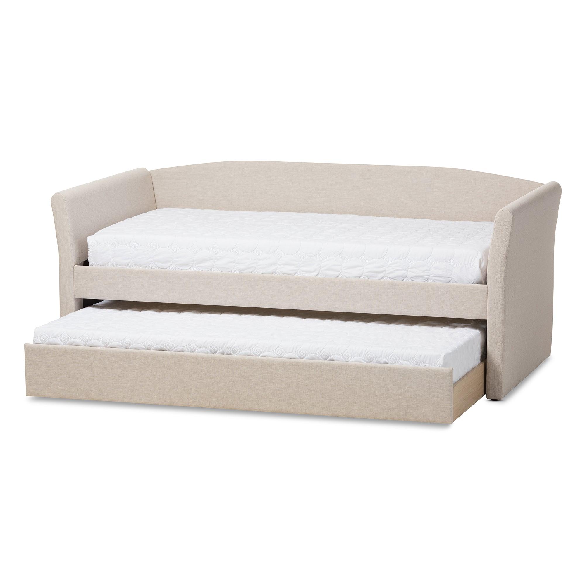 Camino Modern and Contemporary Fabric Upholstered Daybed with Guest Trundle Bed