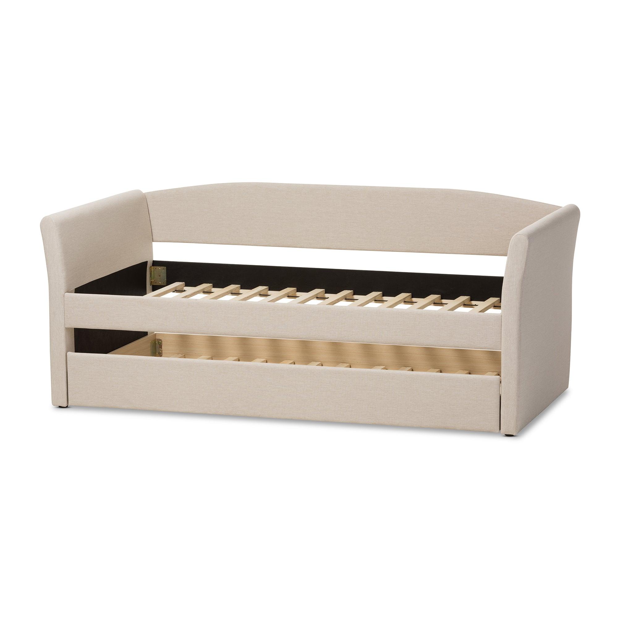 Camino Modern and Contemporary Fabric Upholstered Daybed with Guest Trundle Bed