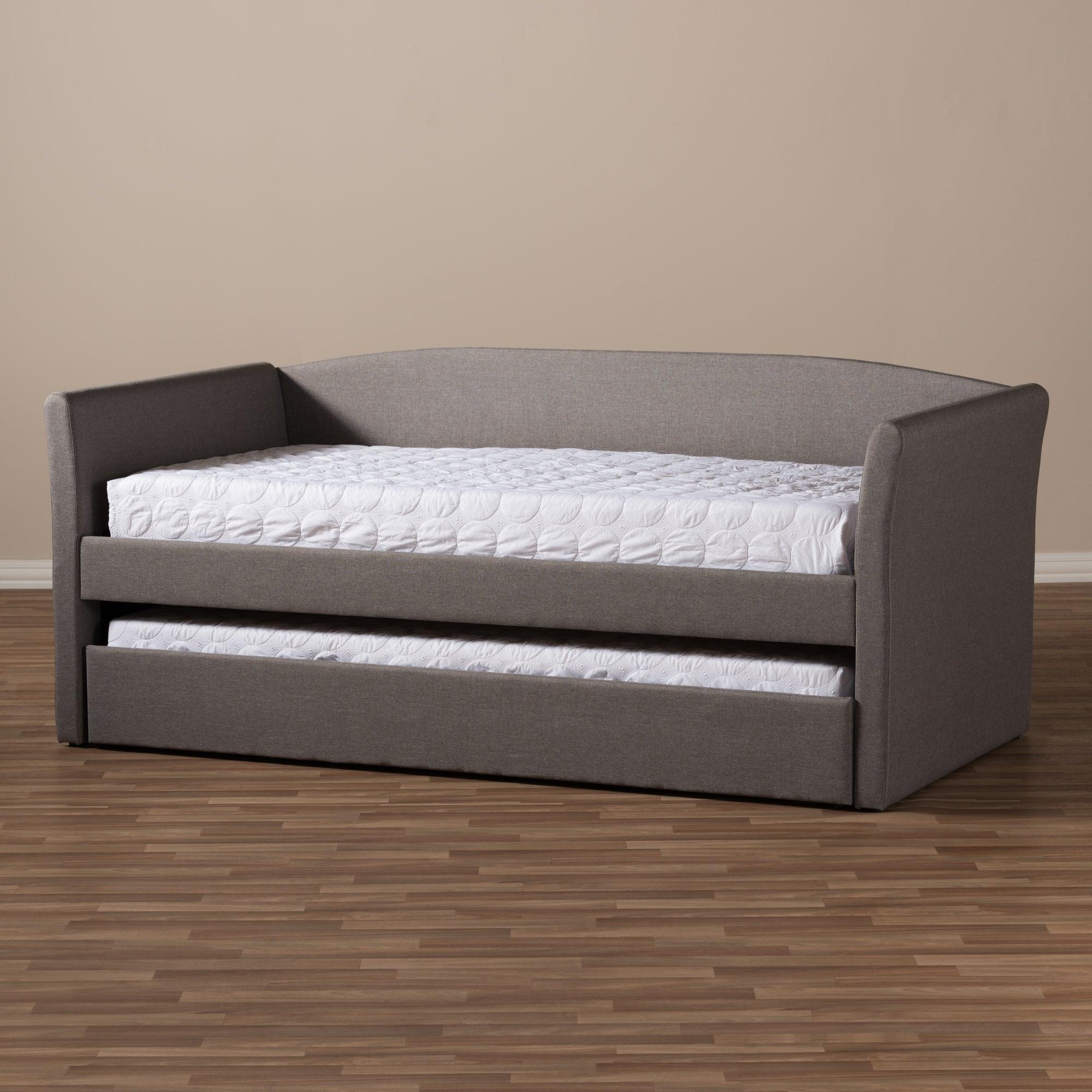 Camino Modern and Contemporary Fabric Upholstered Daybed with Guest Trundle Bed