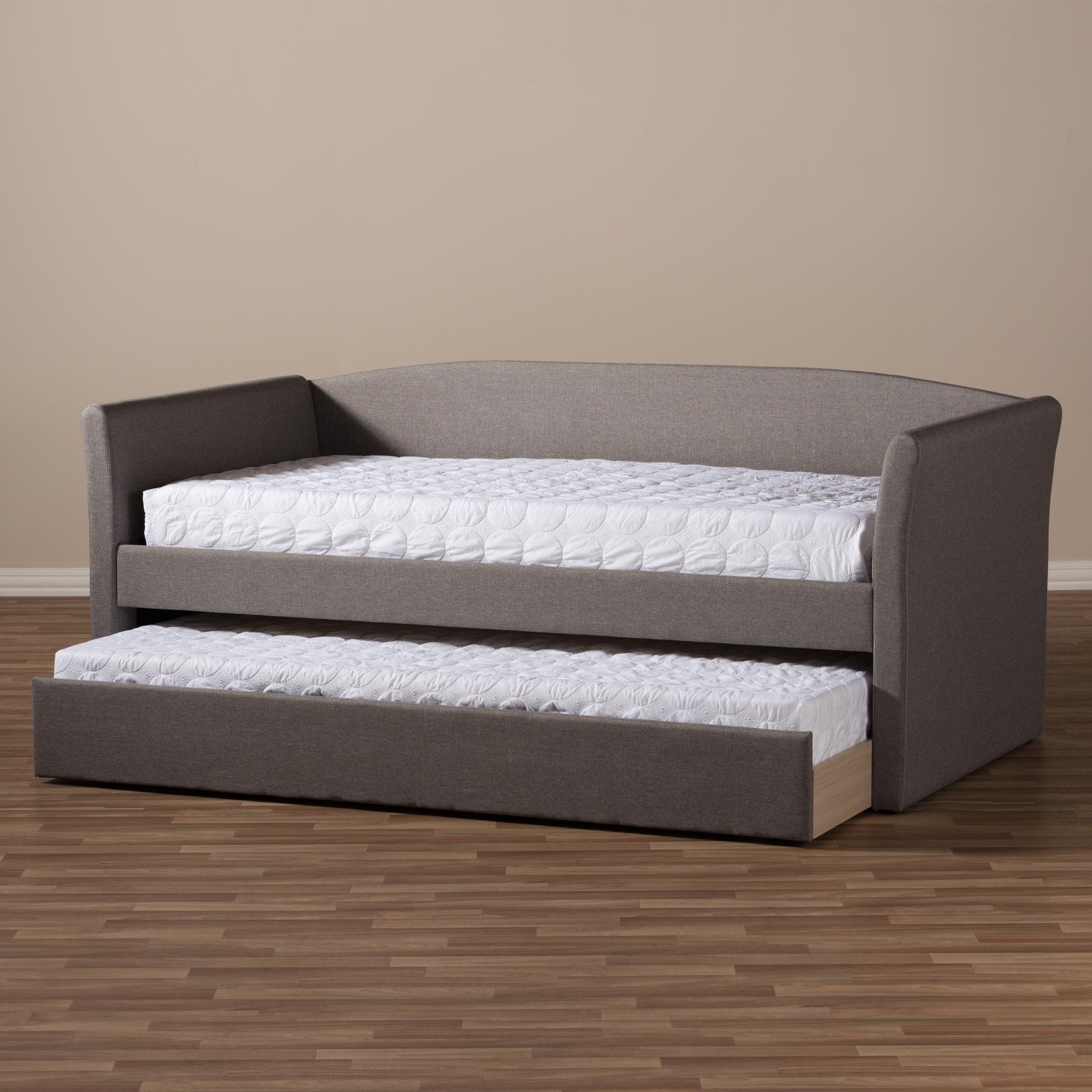 Camino Modern and Contemporary Fabric Upholstered Daybed with Guest Trundle Bed