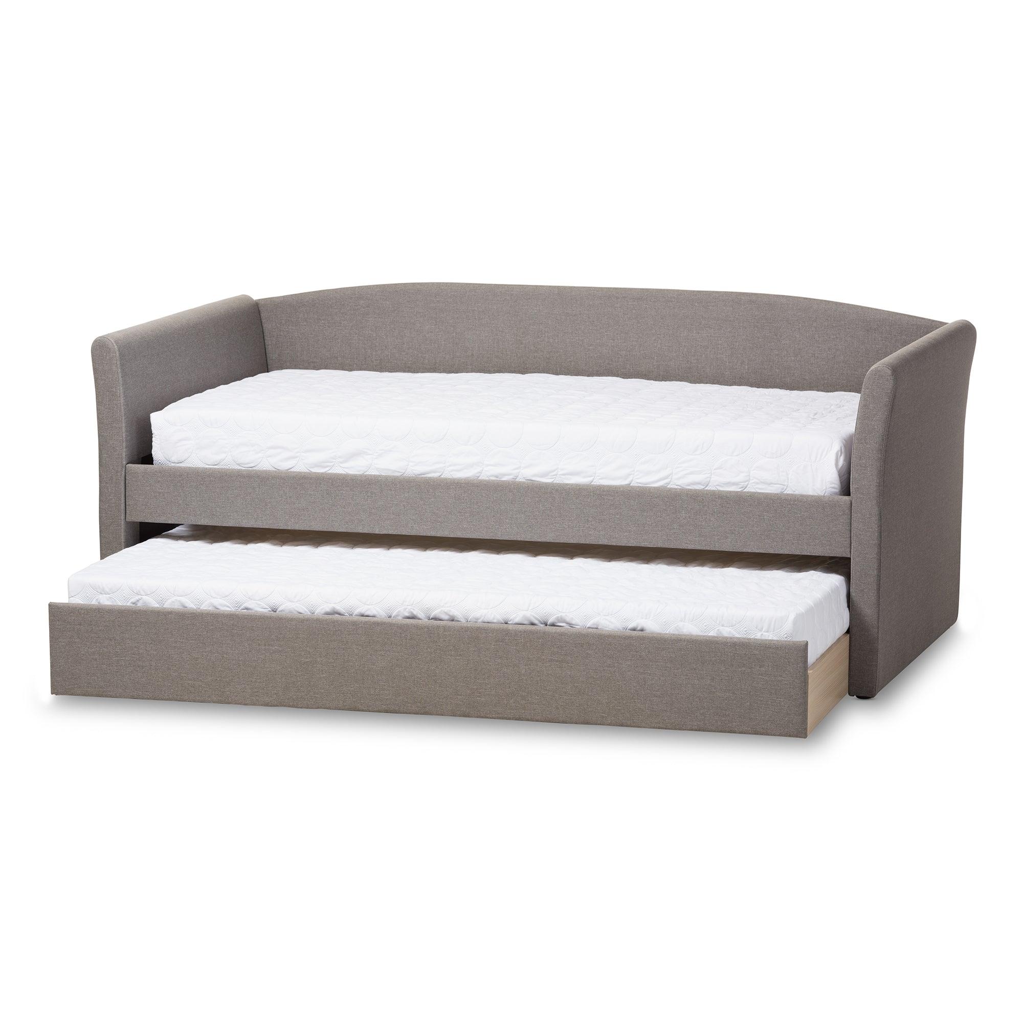 Camino Modern and Contemporary Fabric Upholstered Daybed with Guest Trundle Bed