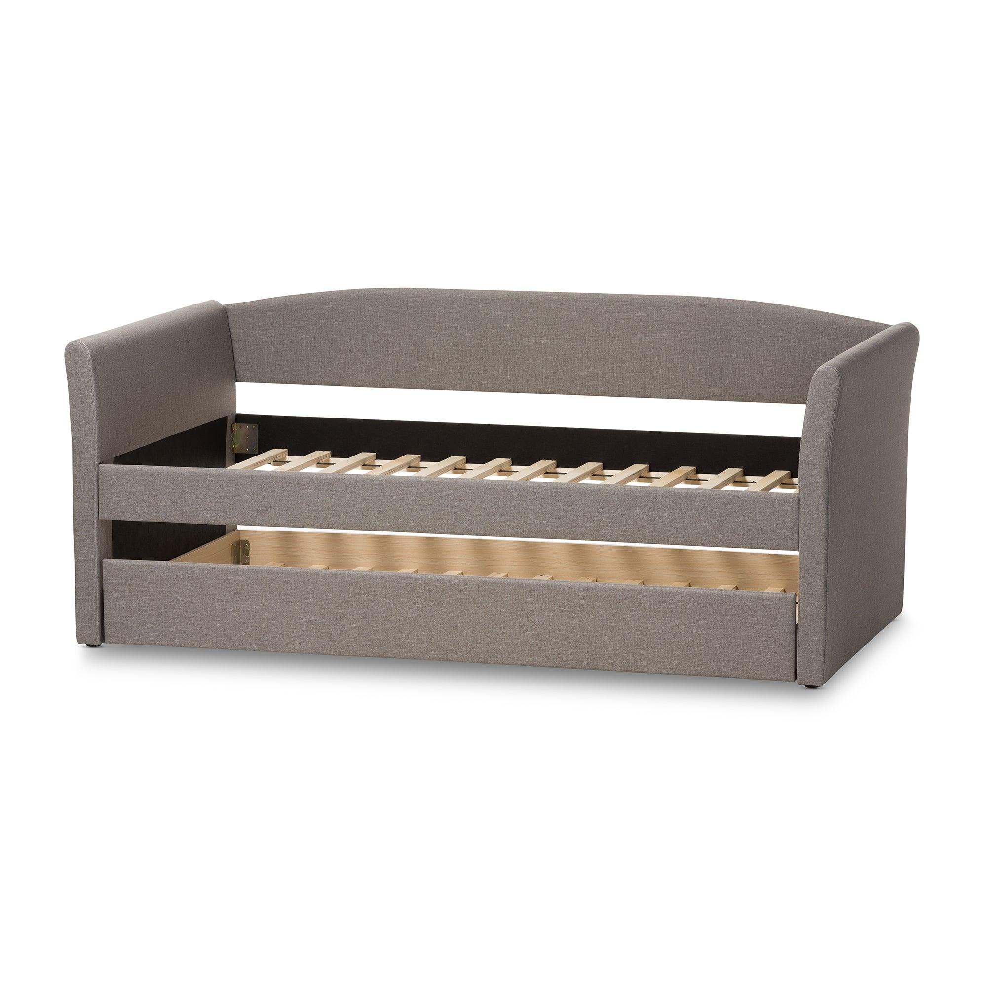 Camino Modern and Contemporary Fabric Upholstered Daybed with Guest Trundle Bed