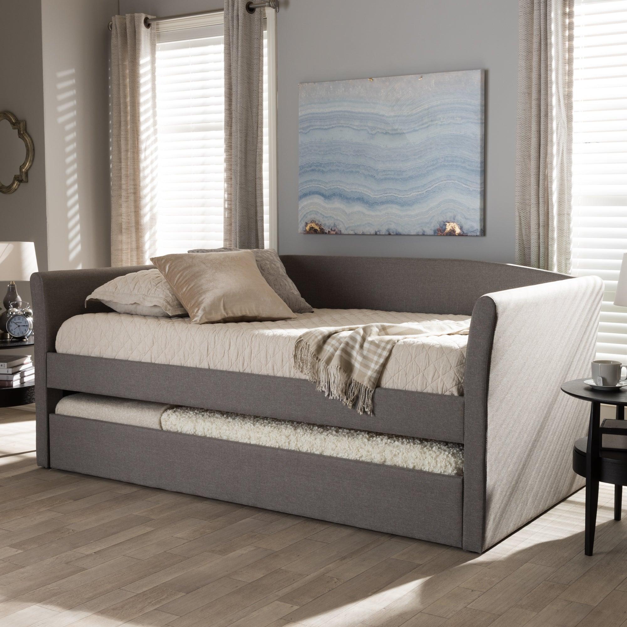 Camino Modern and Contemporary Fabric Upholstered Daybed with Guest Trundle Bed