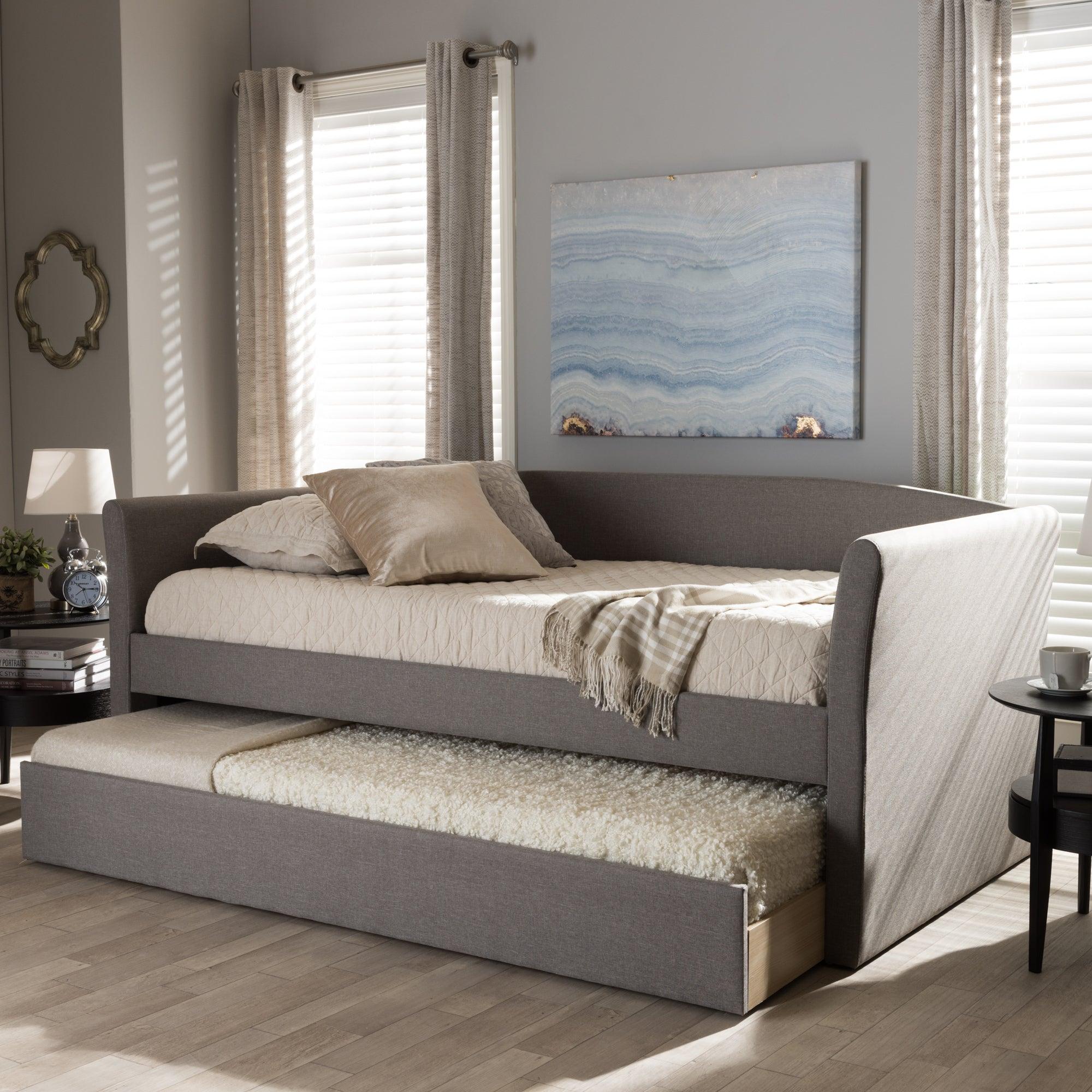 Camino Modern and Contemporary Fabric Upholstered Daybed with Guest Trundle Bed