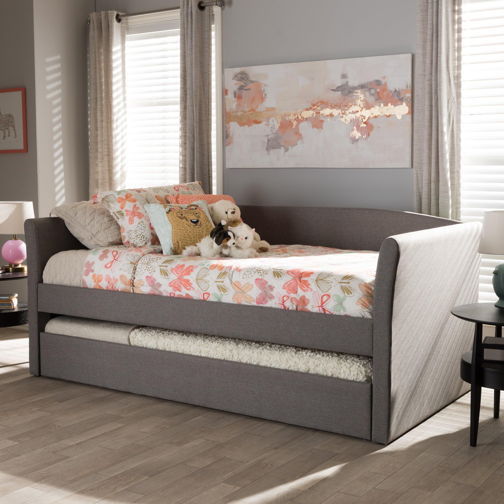 Camino Modern and Contemporary Fabric Upholstered Daybed with Guest Trundle Bed